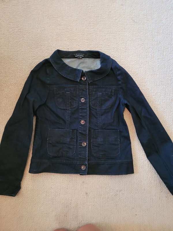 Dark navy denim jean jacket Theory Bergdorf Goodman size medium