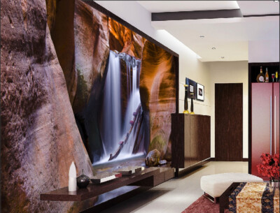 3D Rock Waterfall ZHUA2761 Wallpaper Wall Murals Removable Self-adhesive Zoe