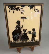 Vtg Reliance Framed Children Reverse Silhouette Blue Butterfly Wing Effects Foil