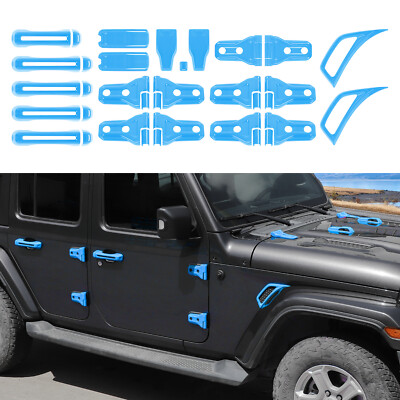 37x External Door handles hinges Trims Kit For Jeep Wrangler JL 2018+ Light Blue