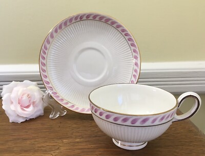  GEFLE Made in Sweden Pink Drops & Gold Trim Lovely Teacup & Saucer  Lilian 