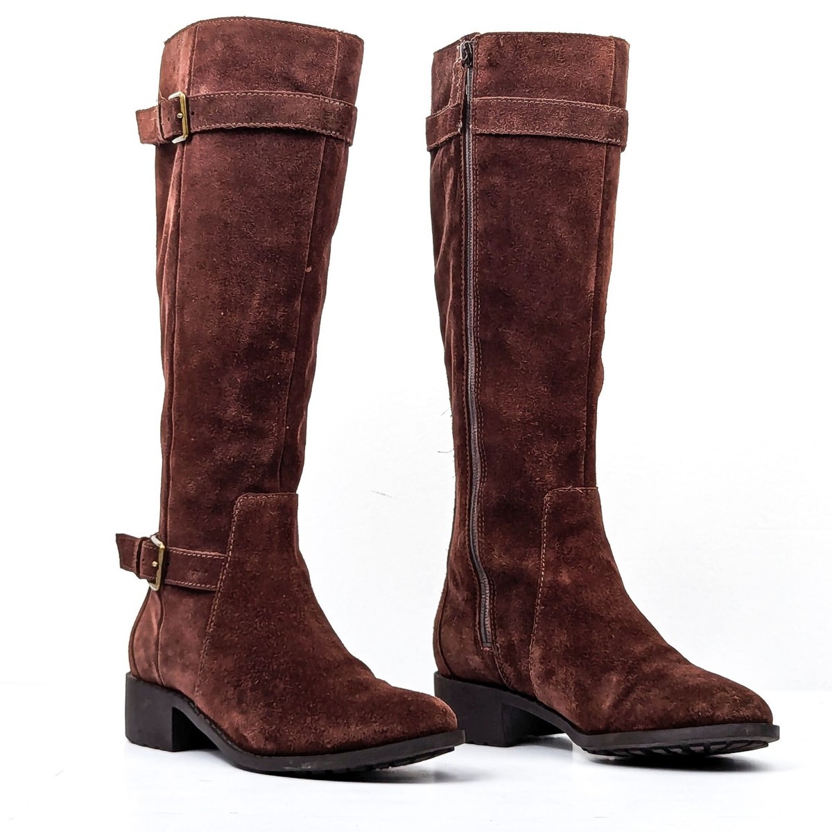 Cole Haan Women Grand OS Brown Suede Buckle Waterproof Knee 
