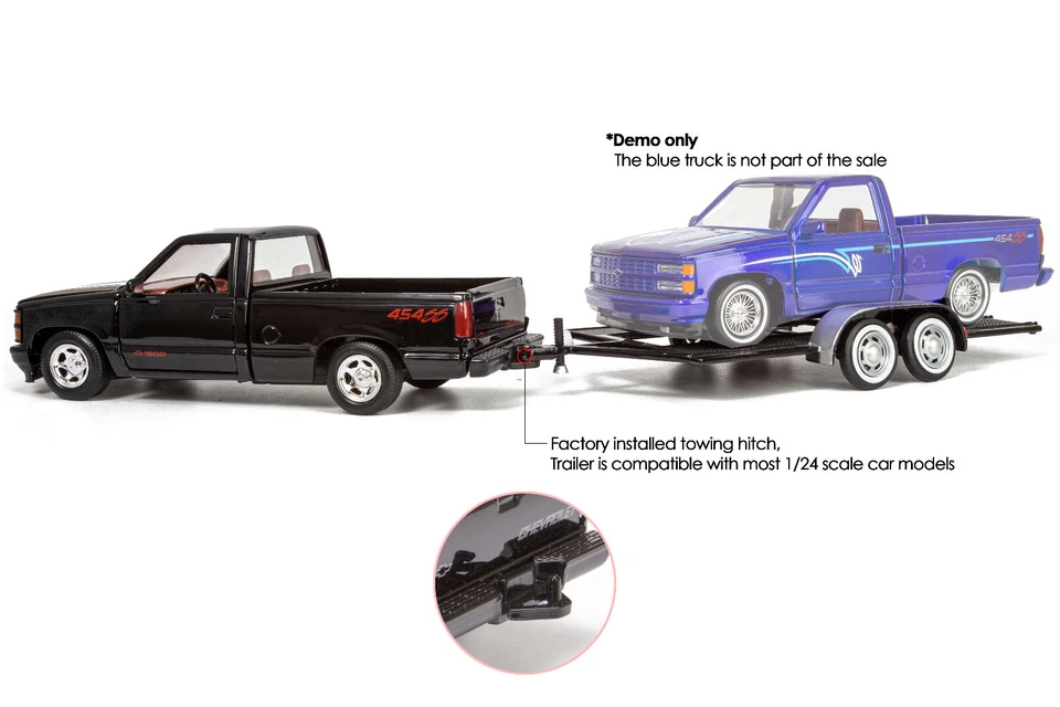 1992 Chevy 454SS Pickup w/ Tow Trailer 1:24 BLACK&Red Motormax 73203/76001 - Image 4 of 4