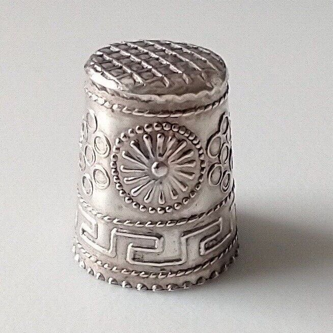 925 sterling silver Aztec design thimble from Mexico