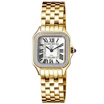 GV2 by Gevril Women's 12112B Milan Swiss Quartz IPYG Steel Diamond Watch