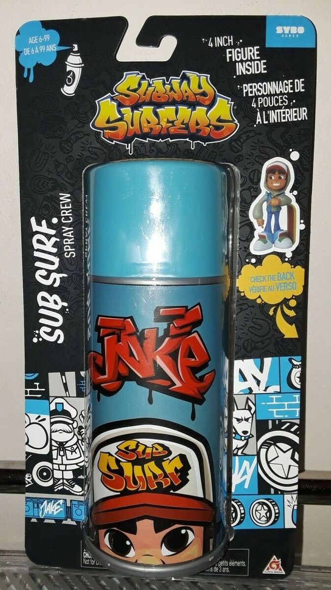 Subway Surfers Spray Crew Jake Blue Can With 4 inch Figure Inside