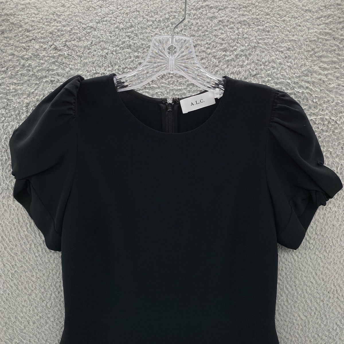 ALC Dress Womens 2 Black Career Sheath Lined Mini Brinley Puff 