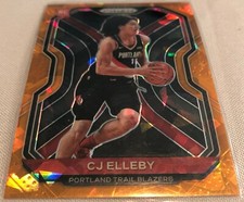 2020-21 Prizm Basketball CJ Elleby Trail Blazers Orange Cracked Ice Prizm Rookie