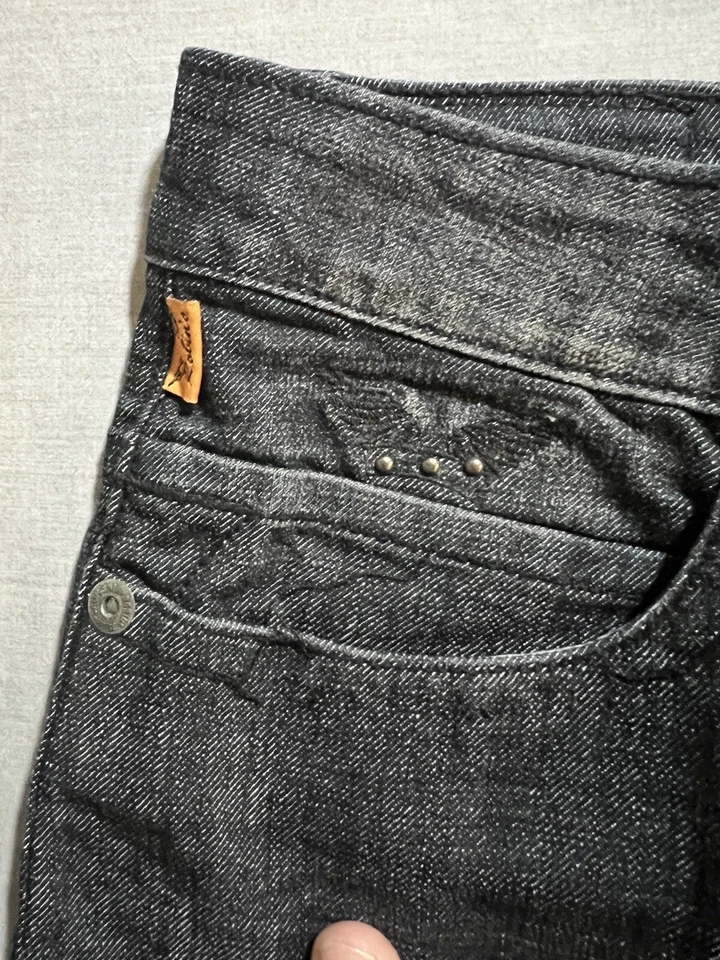 Pantalones de mezclilla Robin's para hombre 36x34 negros lavados oscuros bolsillos rectos cinturón cremallera botón nuevos Foto 3 de 4