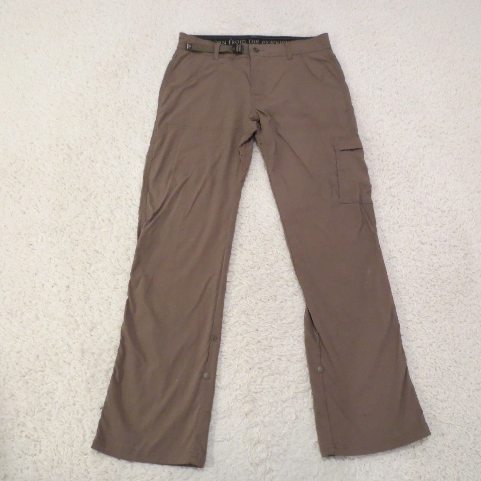 Prana Pants Mens 32x32 Brown Belted Cargo Outdoor Hiking Climbing Camping