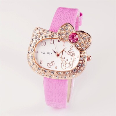 Hello Kitty Armbanduhr Cartoon Mode Strass Mädchen Kinder Kids Geschenk UK