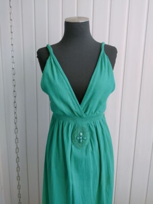 melissa odabash green dress Green floor length beach dress Melissa Odabash, M, reaper, muslin fabric