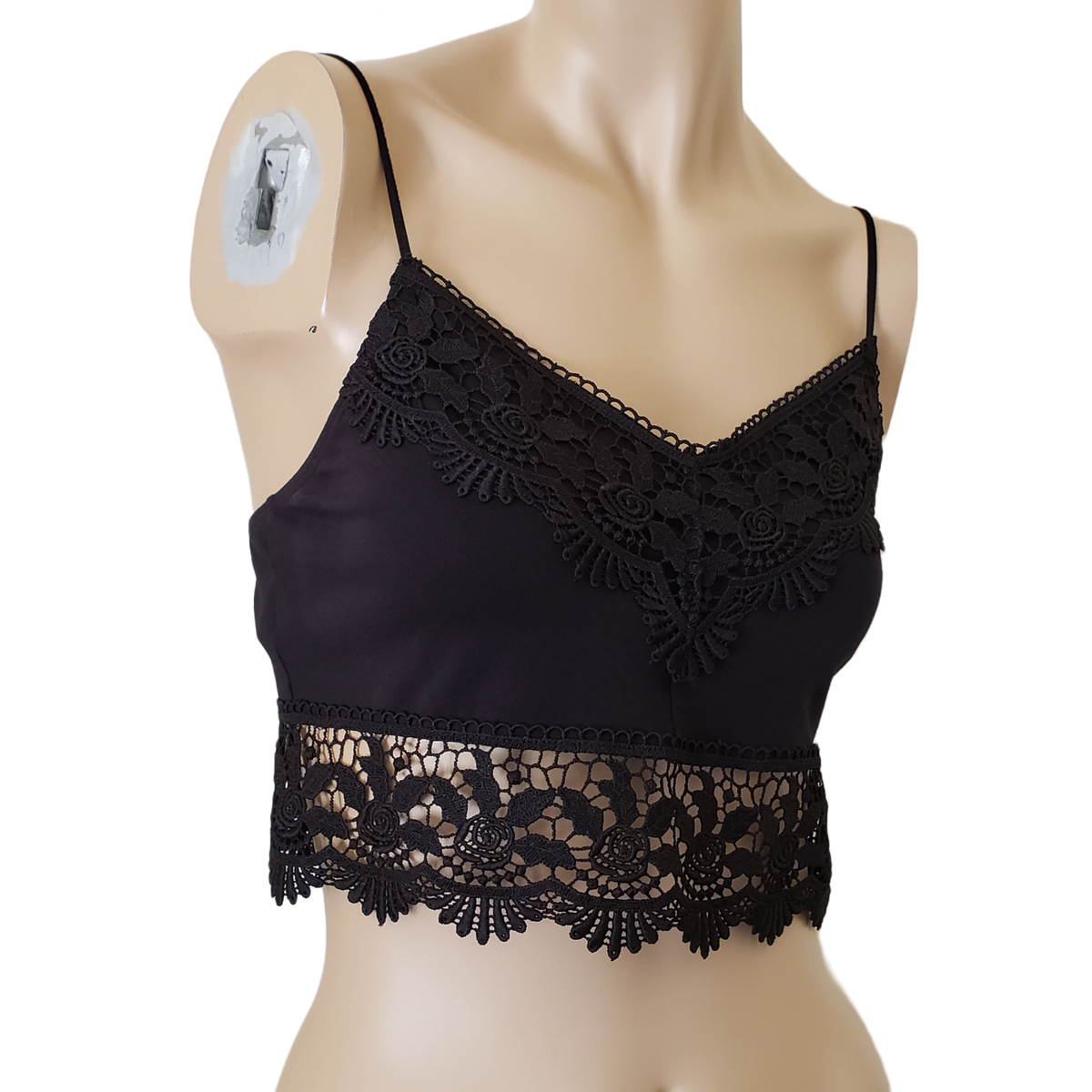 Women's Topshop Laced Cropped Camisole Tank Top SZ 6 Black | eBay