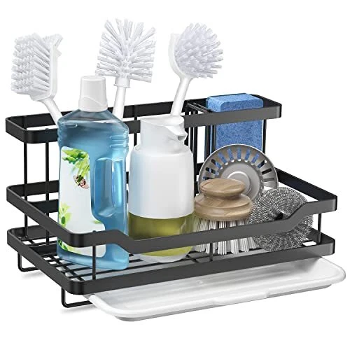 Sponge Holder Kitchen Sink Caddy Organizer Large Stainless Steel Sink Tray  Drain