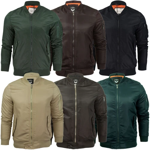 Brave Soul Mens Bomber Jacket Oslo MA1 Padded Retro Army