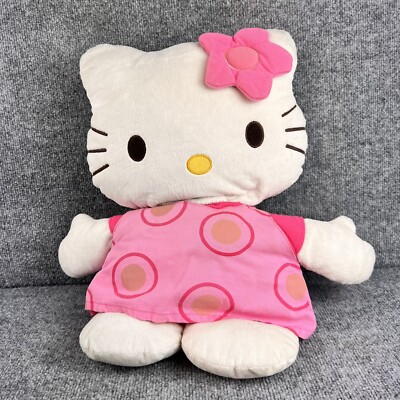 2006 Sanrio 20” Hello Kitty Pink Polka Dot Dress Stuffed Plush