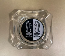Vintage Casino Horse Knights Glass Ashtray