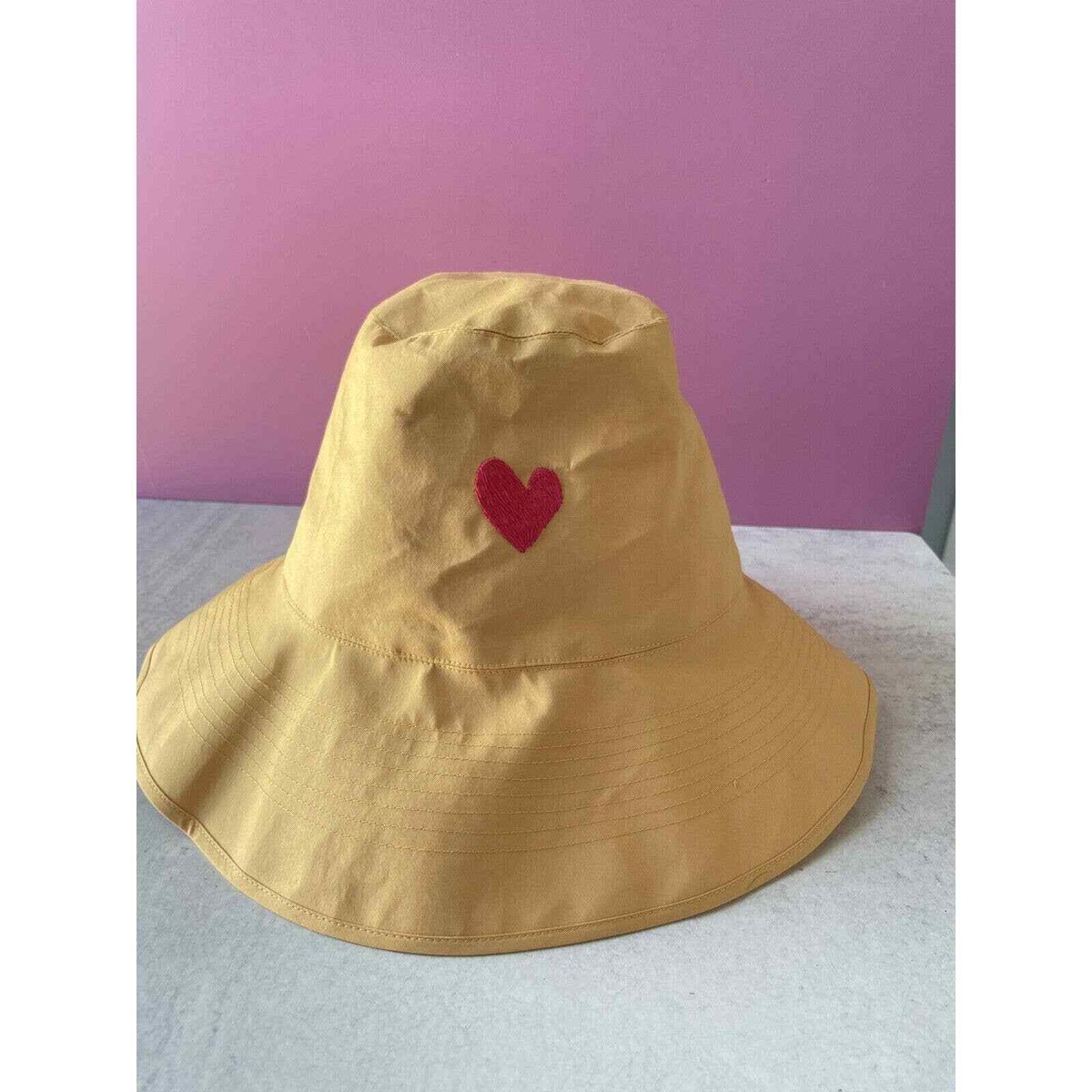 Kerri Rosenthal Orange Heart Bucket Sun Hat KR Embroidered Heart Baseball Hat Cap 100% Cotton – KERRI  main image 4