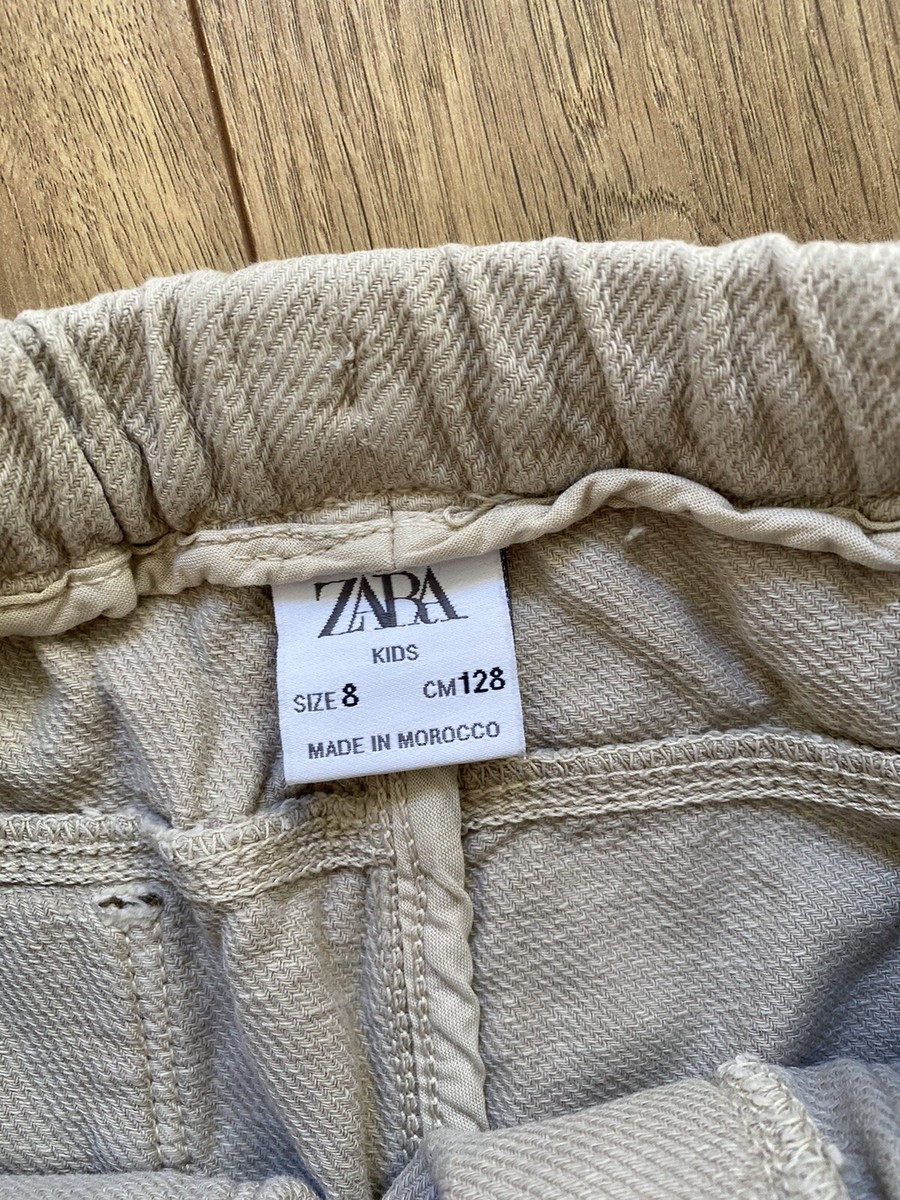 ZARA BOYS COTTON BEIGE JOGGER TIE WAIST PANTS SIZE 8 | eBay