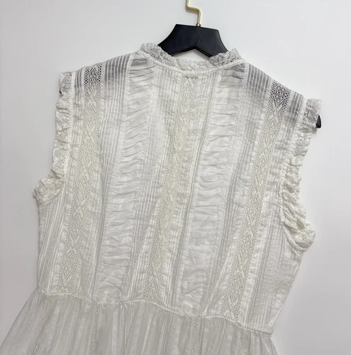 Woman DOE Cotton Sleeveless Lace Midi Dress White - Imagen 6 de 6
