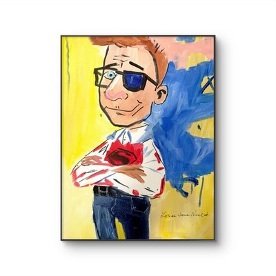 Dad Hero 6''x12''  Abstract Expressionsim Superman Original Design Home Art
