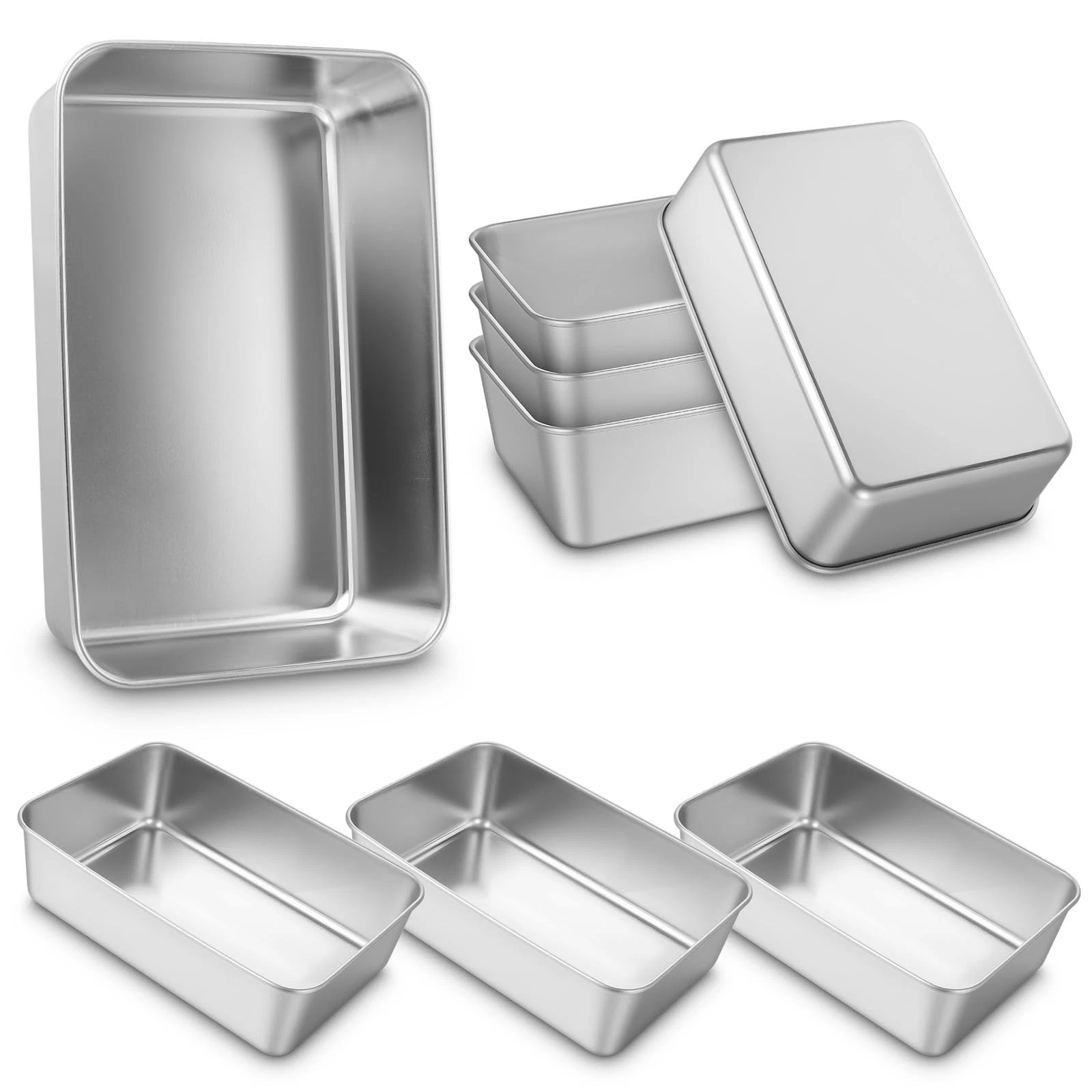 8 Pack Loaf Pan Set, 9x5 Inch Bread Loaf Pans for Baking Bread Stainless Stee...