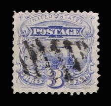 EXCELLENT GENUINE SCOTT #114 FINE USED 1869 PICTORIAL ULTRA NBNC CLEAR G-GRILL