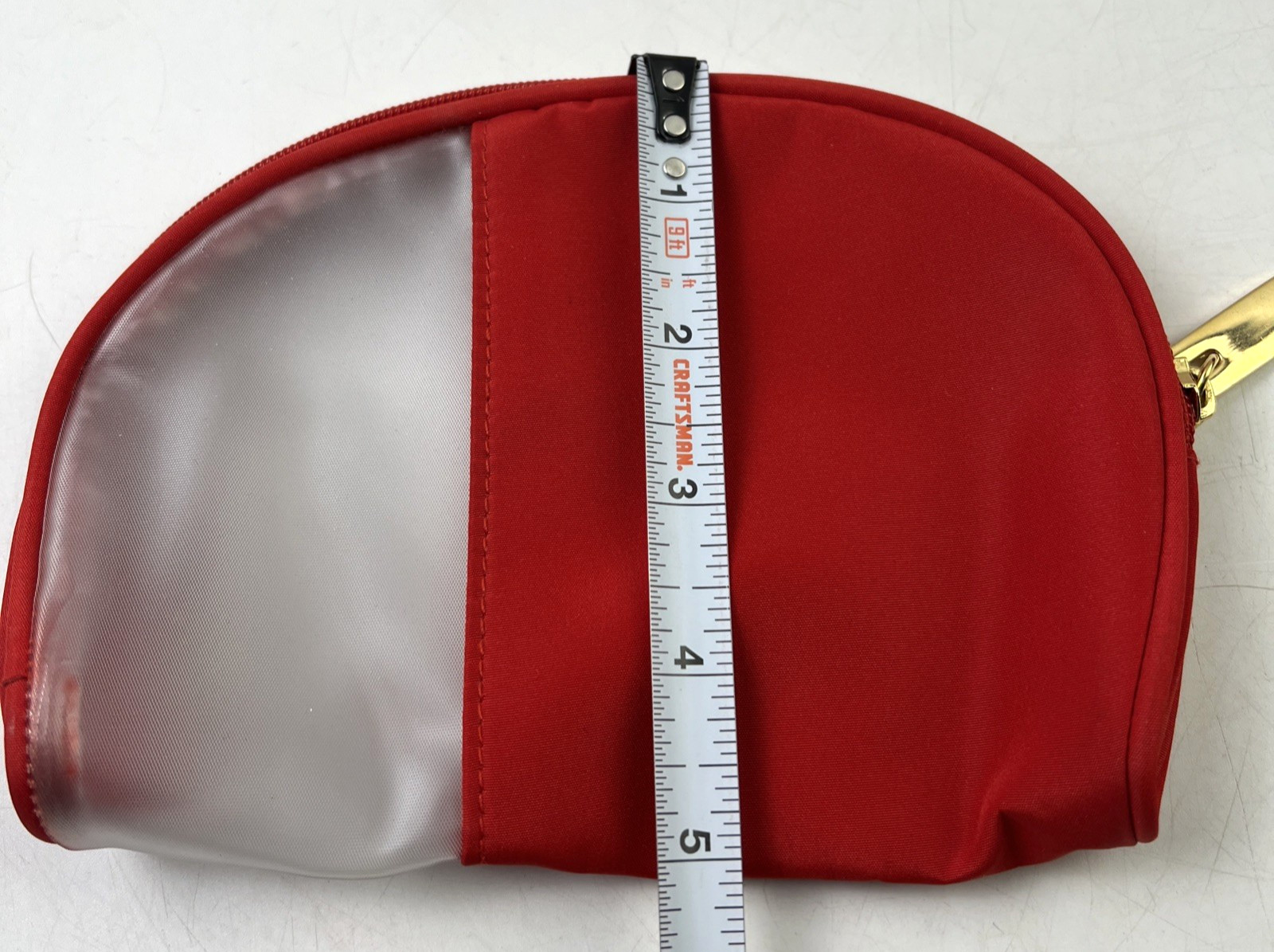 Pac Kits Small Pouch Red/Clear - New 6.5"x1.5"x5" - Make Up/Accessory Bag