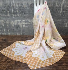 Beautiful 100 Silk Rectangle Scarf Floral Pattern in Neutral  Pastel Colors