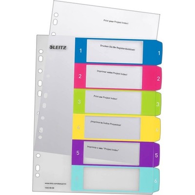 Leitz A4 12420000 WOW 1-6 Index, PC-Printable, Extra Wide, Heavy Duty Plastic, M