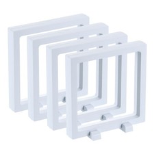4 Pcs 3D Floating Display Case, 5.5 x 5.5 x 0.8 Inch White