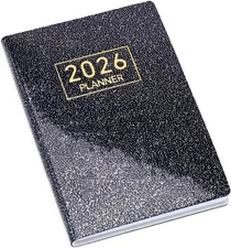 Mogoostry 2026 Pocket Planner Mini Weekly Planners 3" x 4" Starlight Black Leath