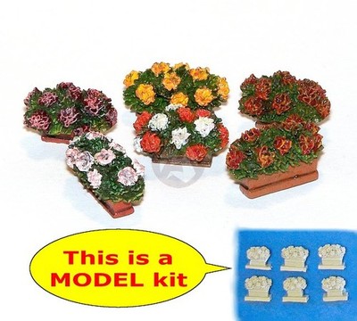 Plus Model 1/35 Assorted Flower Arrangements in Rectangular Boxes (6 pots) 377