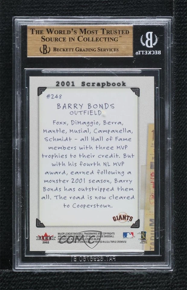 2002 Fleer Triple Crown 2001 Scrapbook Barry Bonds #248 BGS 9.5 GEM MINT - Image 2 of 2