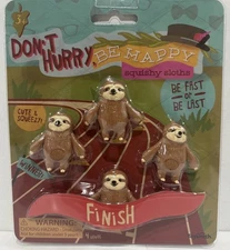 Toysmith Squishy Sloths Mini Figures 4 Count Don't Hurry Be Happy-New
