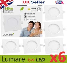 Ultra Slim LED Square Recessed Spotlight Dimmable 6W -  6 Pack