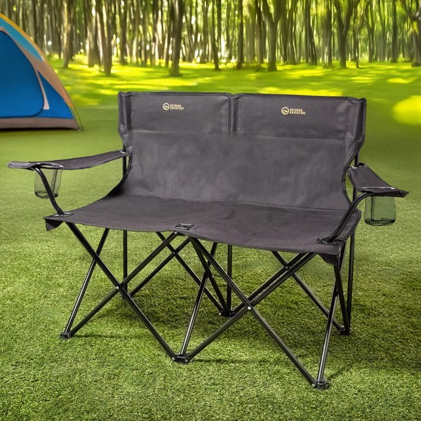 Silla de Camping Doble Plegable con Portavasos con Bolsa de Transporte Ideal para Exterior