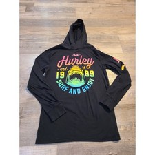 Hurley large girls black long sleeve hooded shirt