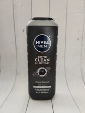 Nivea Men Active Clean 3 In 1 Body Wash, Natural Charcoal, 16.9 fl oz