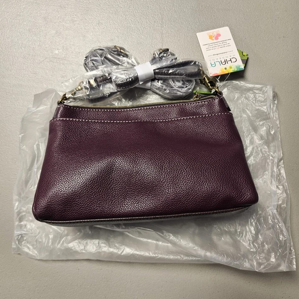 Bandolera Chala Sunflower Deluxe Bolso de Cuero Vegano Protegido RFID (Ciruela) Nuevo con Etiquetas Foto 2 de 2