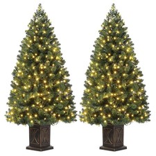 2/1 PCS 4.5ft Pre-Lit Realistic Artificial Christmas Tree w/ LED Lights Base