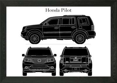#ad #ad Honda Pilot 2013 Blueprint Framed Wall Art Poster Canvas Print Picture GBP 16.99