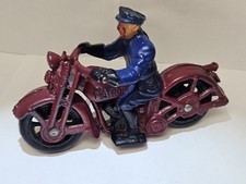 Vintage Hubley Patrol Motorcycle Cast Iron Toy 1930's Policeman Original Antique