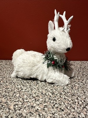 VTG Looking White Reindeer Christmas Woodland Figure SH4