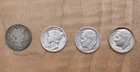 LOT of 4 Dimes, A History!, 3 Silver(Barber, Merc, Rosy),  1 Proof Clad (Na-002)