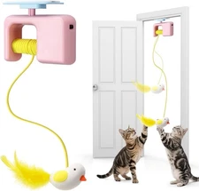 Palksky Hanging Cat Toy, Flying Bird Toys for Indoor Cats & Kitten Pink 