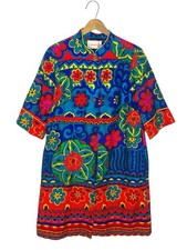 Vintage 70s Lorraine Psychedelic Floral Hostess Dress Housecoat Robe Small