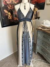 Vintage Boho Love Culture Maxi Dress Size S Maxi Halter Geometric Resort Travel