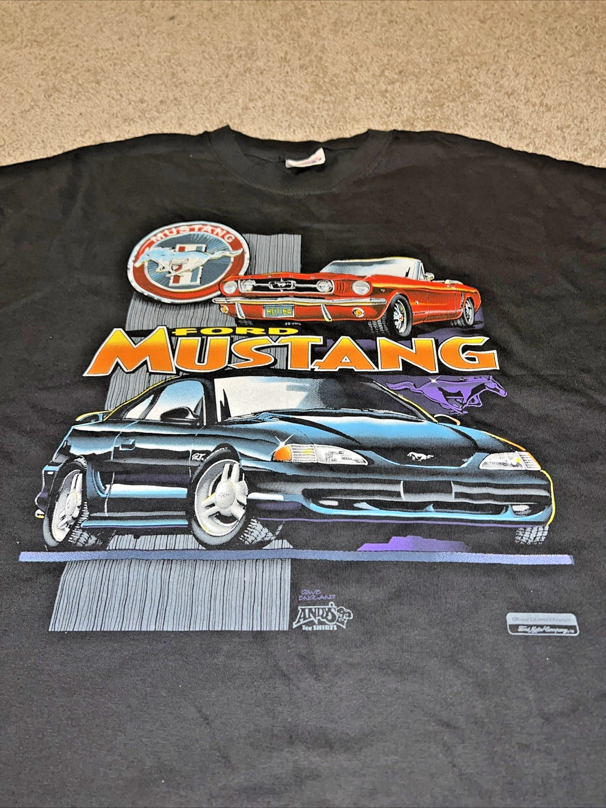 VTG Ford Mustang GT Car Racing Promo Short Sleeve Black T-Shirt Size XXL Andy T