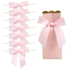 50pcs Polyester Bowknot Gift Box Packing Decorations Pink Bowknot Tie for Fasten